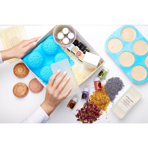 Trousse de fabrication de savon - Kit de fabrication Savon - Fournitures de fabrication de savon avec beurre de karité 1 lb, base de savon