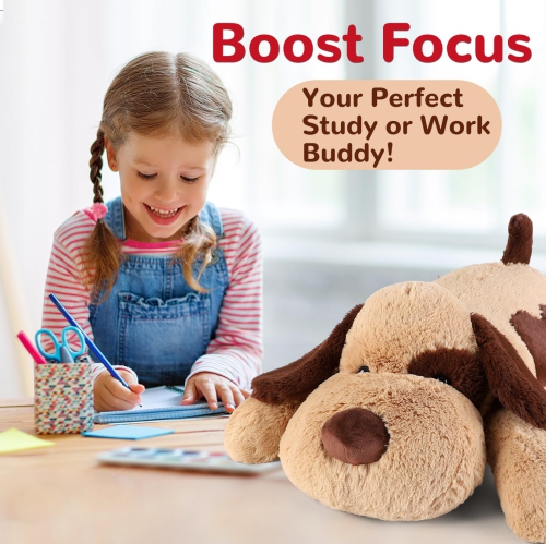 meowtastic Brown Dog Weighted Stuffed Animals - 22 Inch 4.5 Pounds Weighted Plush Dog Stuffed Animals - Big Stuffed Dog