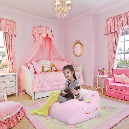 Yoweenton Unicorn Bean Bag Chair for Girls Room Decor, Stuffed Animal Storage, Kids Chairs, Toy Organizers Storage Beanb