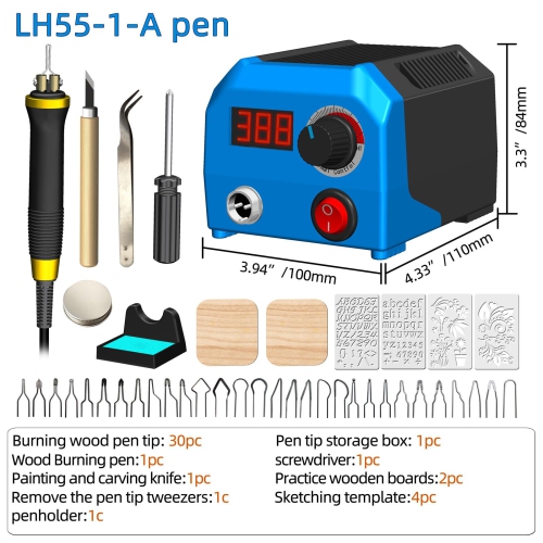 FIRElood LH55-1 wood burning kit,wood burning tool,digitally adjustable temperature wood burner kit,professional wood bu