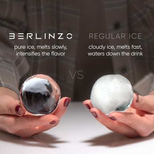Berlinzo Premium Clear Ice Ball Maker [2024 Upgraded] - 2 Large 2.4-inch Crystal Clear Ice Balls for Whiskey Cocktail, E