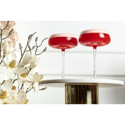 Crystal Cocktail and Champagne Coupette Glasses | Set of 4 | 9 oz Elegant Long Stemmed Coupe Glassware for Espresso Mart