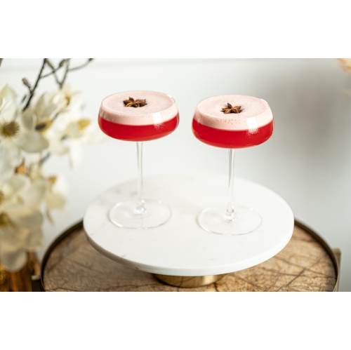 Crystal Cocktail and Champagne Coupette Glasses | Set of 4 | 9 oz Elegant Long Stemmed Coupe Glassware for Espresso Mart