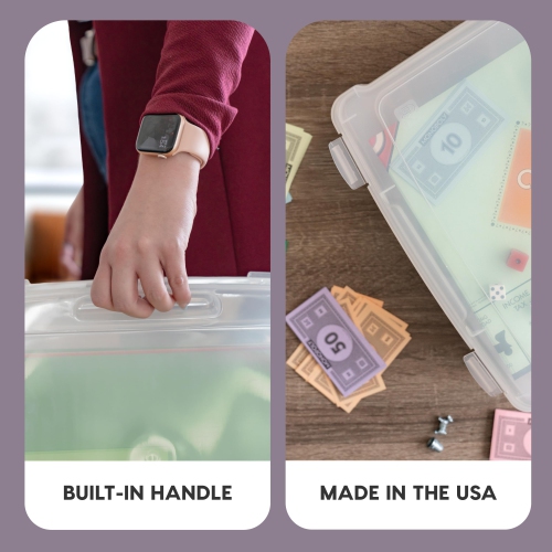 IRIS USA 8.5" x 11" Thick Plastic Portable Project Storage Case with Snap-Tight Closure Latch, 6-Pack, Caddy Container B