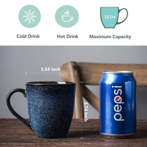 vicrays Coffee Mug Set, 12 Ounce, Set of 6, Ceramic Mug for Men, Women, Unique Glazed Mugs with Handle for Coffee, Tea,