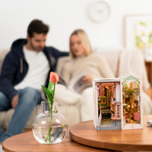 Rolife DIY Book Nook Kit Sakura Densya, DIY Miniature Booknook Kit Creative Decorative Bookend Bookshelf Insert 3D Puzzl