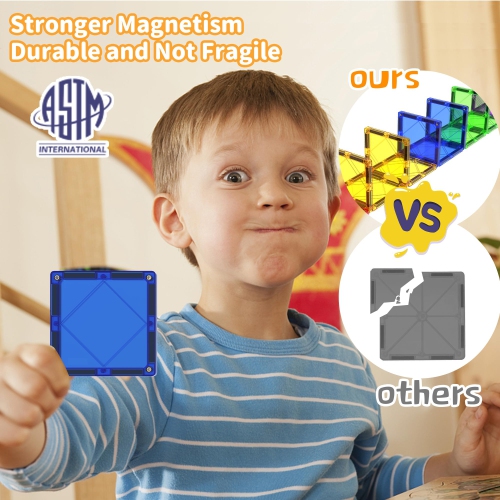 Magblock Magnetic Tiles Kids Toys, 120PCS 3D Magnets Building Blocks Set Construction Educational STEM Toys, Magnetic To