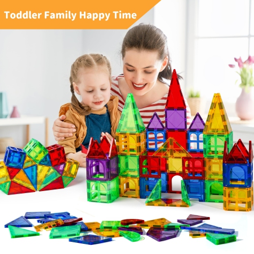 Magblock Magnetic Tiles Kids Toys, 120PCS 3D Magnets Building Blocks Set Construction Educational STEM Toys, Magnetic To
