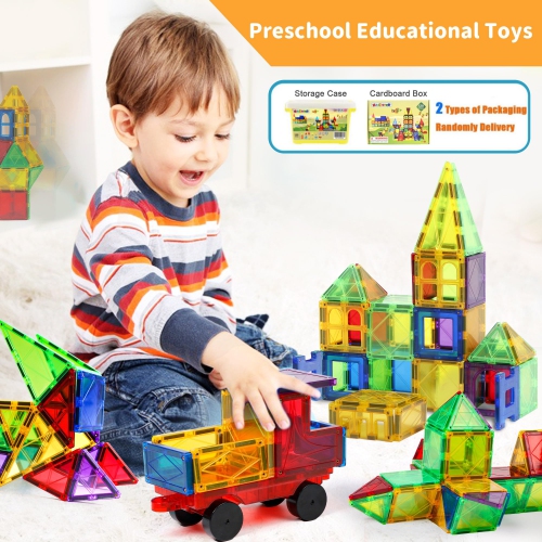 Magblock Magnetic Tiles Kids Toys, 120PCS 3D Magnets Building Blocks Set Construction Educational STEM Toys, Magnetic To