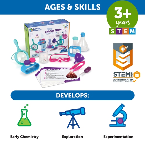 Learning Resources Primary Science Lab Set Pink,22 Pieces, Ages 3+, Science Kits for Kids, Experiments for Kids, stem To