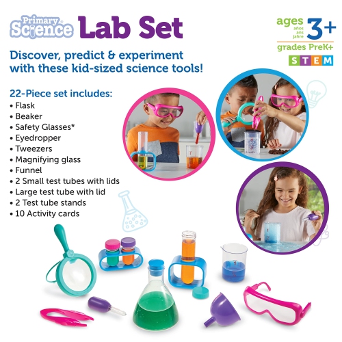 Learning Resources Primary Science Lab Set Pink,22 Pieces, Ages 3+, Science Kits for Kids, Experiments for Kids, stem To