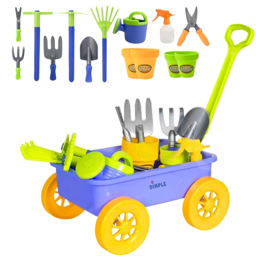 Dimple Kids Gardening Set Tools Wagon Toy 15 Pcs Kids Gardening Tools & Toddler Gardening Set-Sturdy & Durable Kids Wago