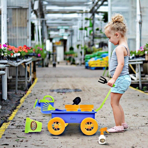 Dimple Kids Gardening Set Tools Wagon Toy 15 Pcs Kids Gardening Tools & Toddler Gardening Set-Sturdy & Durable Kids Wago