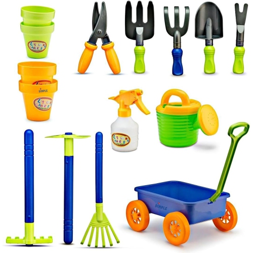 Dimple Kids Gardening Set Tools Wagon Toy 15 Pcs Kids Gardening Tools & Toddler Gardening Set-Sturdy & Durable Kids Wago