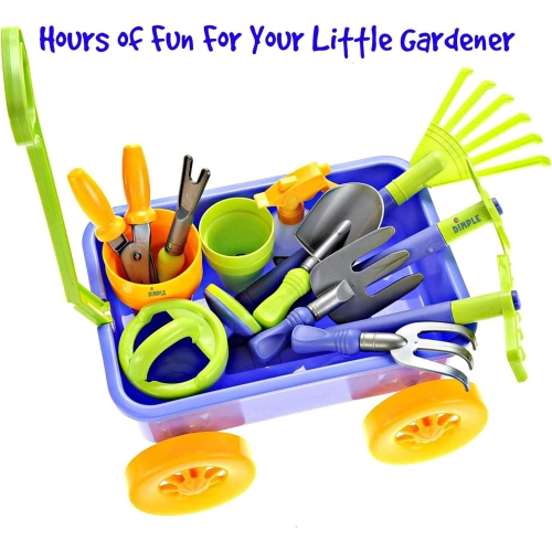 Dimple Kids Gardening Set Tools Wagon Toy 15 Pcs Kids Gardening Tools & Toddler Gardening Set-Sturdy & Durable Kids Wago