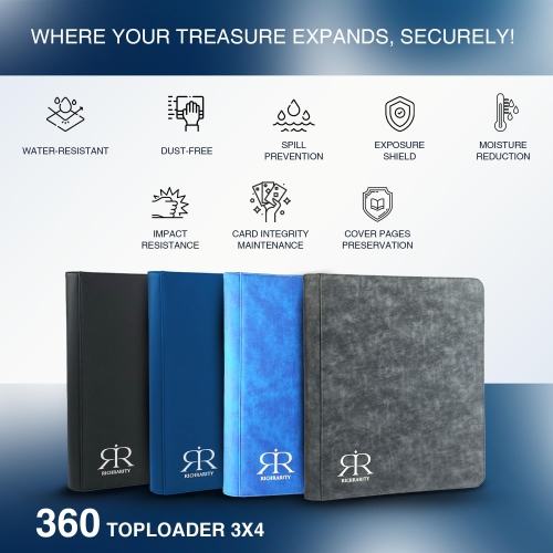 Top Loader Card Binder | Holds 360 Toploaders | ROTHRATHER 9 Pocket Top Loader Card Storage with Sleeves for 3" x 4" Car