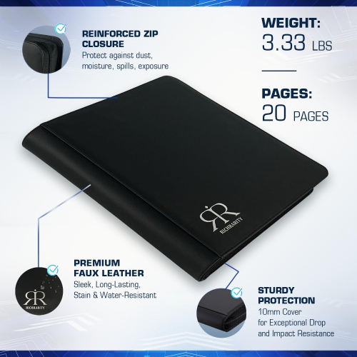 Top Loader Card Binder | Holds 360 Toploaders | ROTHRATHER 9 Pocket Top Loader Card Storage with Sleeves for 3" x 4" Car