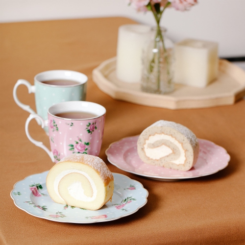 BTaT- Porcelain Floral Plates, Royal Dessert Plates, 8 inch, Set of 8, Appetizer Plates, Floral Plates, Salad Plates, Sm