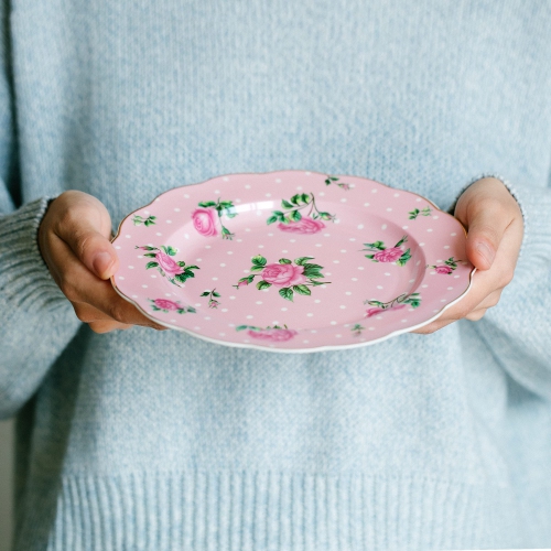 BTaT- Porcelain Floral Plates, Royal Dessert Plates, 8 inch, Set of 8, Appetizer Plates, Floral Plates, Salad Plates, Sm