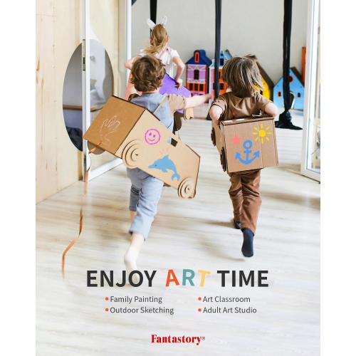 Ensemble de peinture tempéra Fantastory - 32 couleurs Affiche de peinture lavable pour enfants pour peinture éponge, pêche non toxique