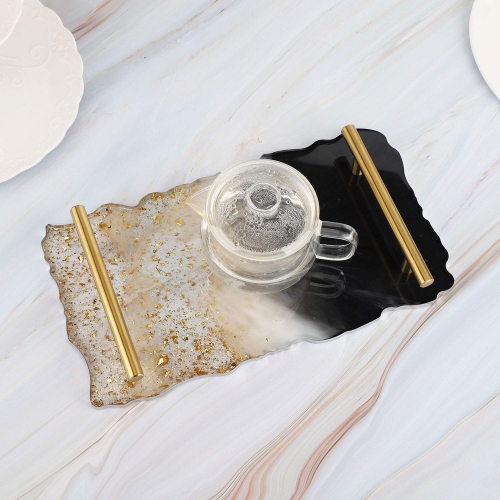 Moules en résine de plateau pour le coulage, grands moules en silicone époxy Gartful 4PCS, moule à plateau en agate Geode pour la fabrication de faux