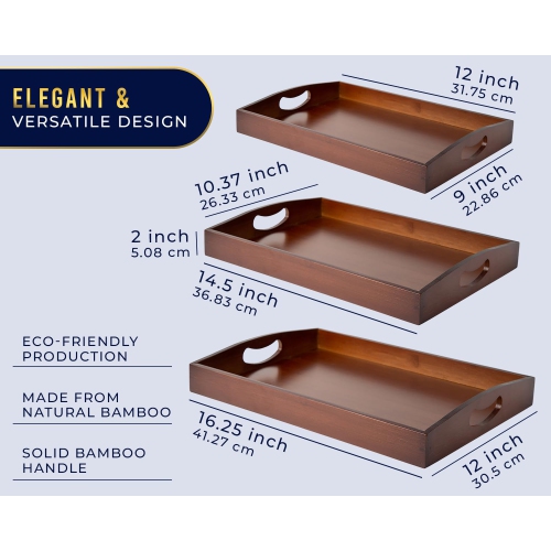 Plateaux de service en bambou avec poignée