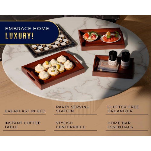 Plateaux de service en bambou avec poignée