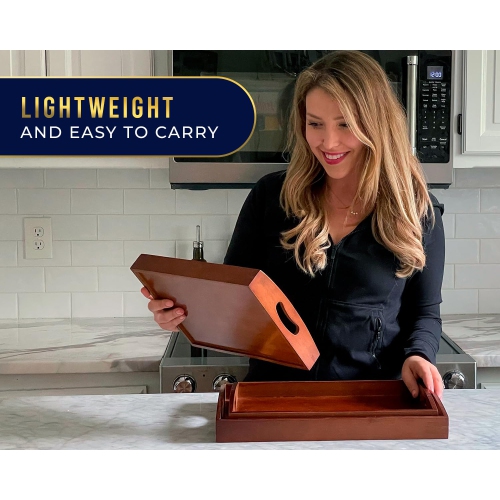 Plateaux de service en bambou avec poignée