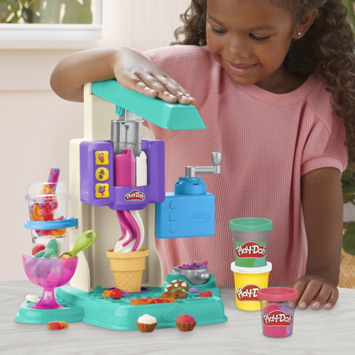 Play-Doh Rainbow Swirl Ice Cream Playset with 7 Pretend Play Kitchen Accessories, Arts and Crafts Toys for 3 Year Old Gi