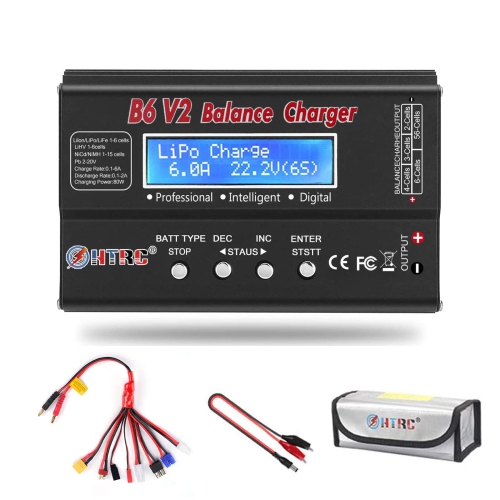 LiPo Battery Charger RC Car Balance Charger, 1S-6S Digital Discharger Battery Pack Charger 80W 6A for Li-ion Life NiCd N