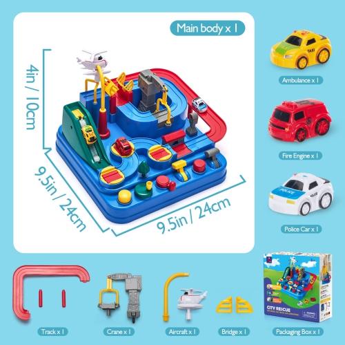 hahaland Kids Toys for 3 Year Old Boys - Car Race Track Boy Toy Age 3 4, Adventure Vehicles Toy Learning & Intelligence