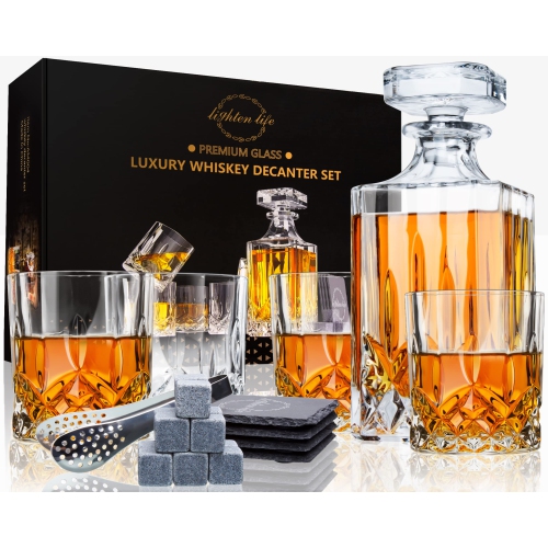 Décanteur à whisky LIGHTEN LIFE avec accessoires de bar, décanteur à whisky en cristal et ensemble en verre dans une boîte-cadeau, bourbe sans plomb