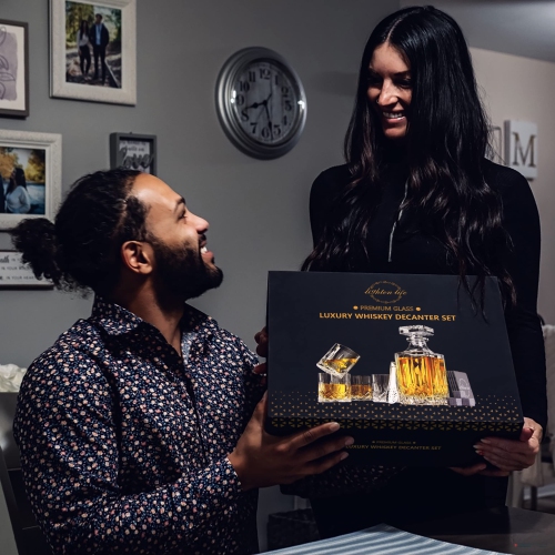 Décanteur à whisky LIGHTEN LIFE avec accessoires de bar, décanteur à whisky en cristal et ensemble en verre dans une boîte-cadeau, bourbe sans plomb