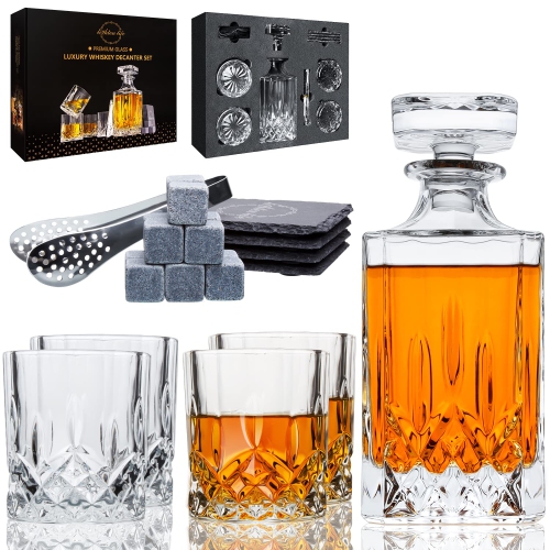 Décanteur à whisky LIGHTEN LIFE avec accessoires de bar, décanteur à whisky en cristal et ensemble en verre dans une boîte-cadeau, bourbe sans plomb