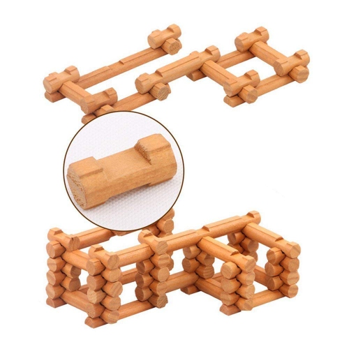 Joqutoys 170 PCS Wooden Cabin Log Set, Preschool Educational Building Toy for Boy, Creative Wood Construction Toy Gift f
