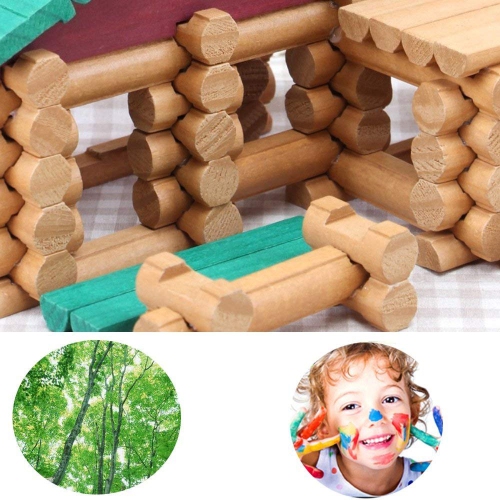 Joqutoys 170 PCS Wooden Cabin Log Set, Preschool Educational Building Toy for Boy, Creative Wood Construction Toy Gift f