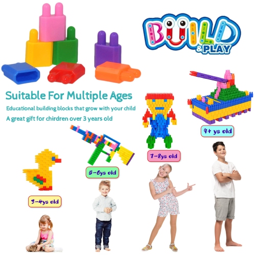 Kids 600pcs Set Building Blocks Construction Toy - Learning Playset STEM Toy Set Educational Kit Child Branin Developmen