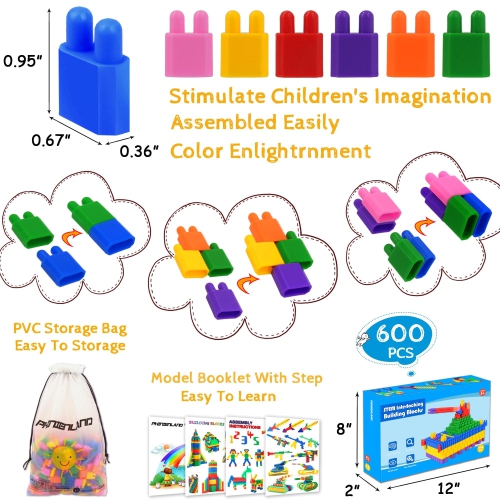 Kids 600pcs Set Building Blocks Construction Toy - Learning Playset STEM Toy Set Educational Kit Child Branin Developmen