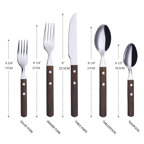 ANNOVA Silverware Set 20 Pieces Stainless Steel Color Handle With Rivet/Retro Flatware - 4 x Dinner Knife; 4 x Dinner Fo