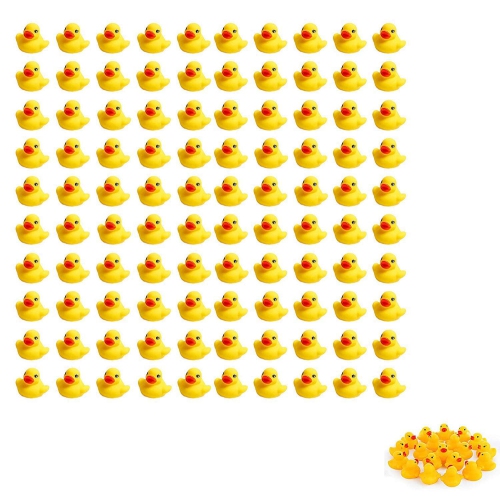 NOTYBEYBIE  100PCs Mini Rubber Ducks Tiny Baby Shower Rubber Ducks, Squeak Fun Baby Rubber Bath Toy Float F In Yellow