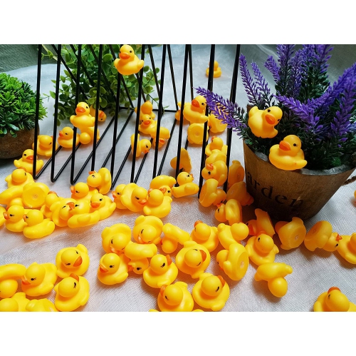 NotyBeybie 100Pcs Mini Yellow Rubber Ducks Tiny Baby Shower Rubber Ducks, Squeak Fun Baby Yellow Rubber Bath Toy Float F