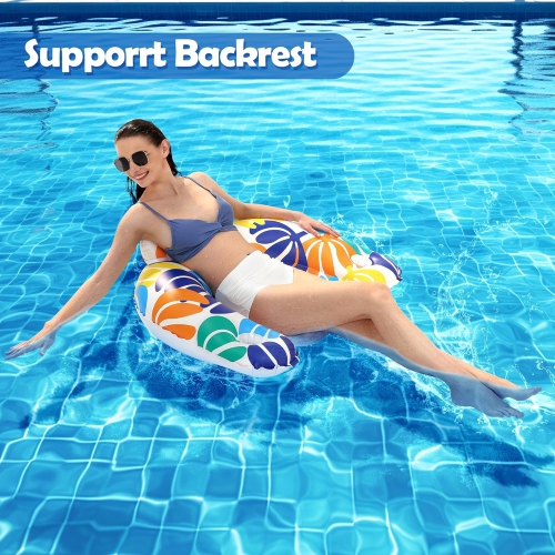2 Pack Inflatable Pool Float Chair Pool Floating Comes with Two Cup Holders and Ergonomic headrest Great for Pool Party