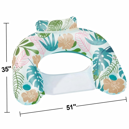 2 Pack Inflatable Pool Float Chair Pool Floating Comes with Two Cup Holders and Ergonomic headrest Great for Pool Party