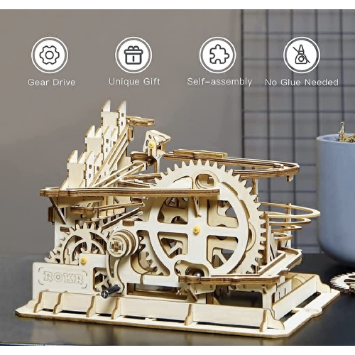 ROKR Wooden Marble Run 3D Wooden Puzzles Model Building Kits for Adults - DIY Educational Project Brain Teaser, Crafts H