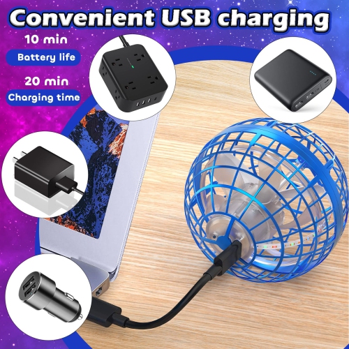 Flying Orb Ball Toys Soaring Hover Fidget Hand Controlled Mini Drone Cosmic Globe Spinning Kids Adults Outdoor Fly Toy B