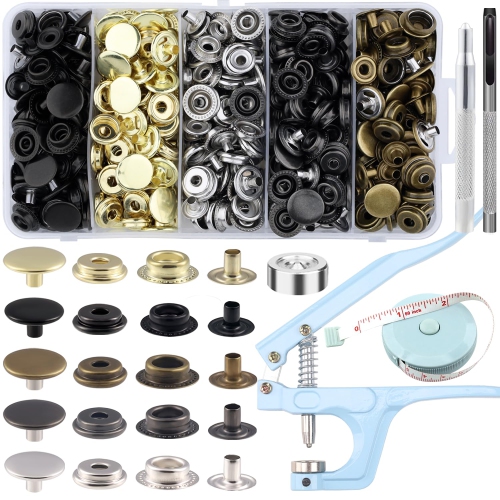 508PCS Heavy Duty Snap Fastener Tool, Canvas Snap Kit, Stainless Steel Snaps,5/8 inche Snap Fastener Kit, Snap Button Ki