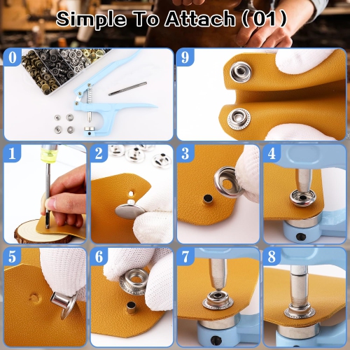 508PCS Heavy Duty Snap Fastener Tool, Canvas Snap Kit, Stainless Steel Snaps,5/8 inche Snap Fastener Kit, Snap Button Ki