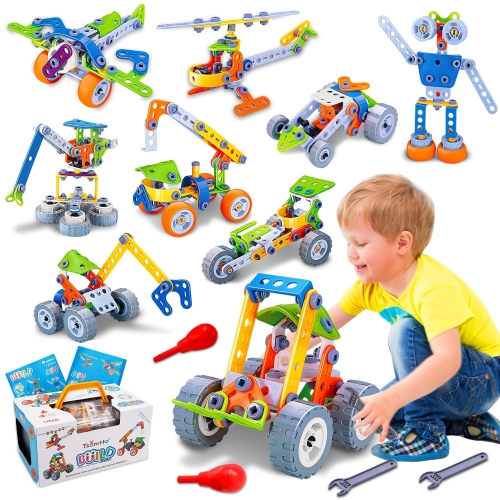 10 in 1 STEM Toys for 4 5 6 7 8 Year Old Boy, Building Toys for Kids Ages 4-5-6-7-8, Educational Stem Construction Toys