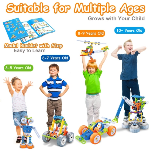 10 in 1 STEM Toys for 4 5 6 7 8 Year Old Boy, Building Toys for Kids Ages 4-5-6-7-8, Educational Stem Construction Toys