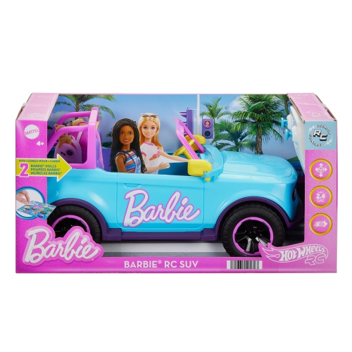 Barbie Hot Wheels RC SUV, Remote-Control Pink Vehicle That Fits 2 Fashion Dolls & Accessories, Includes Kid-Applied Stic